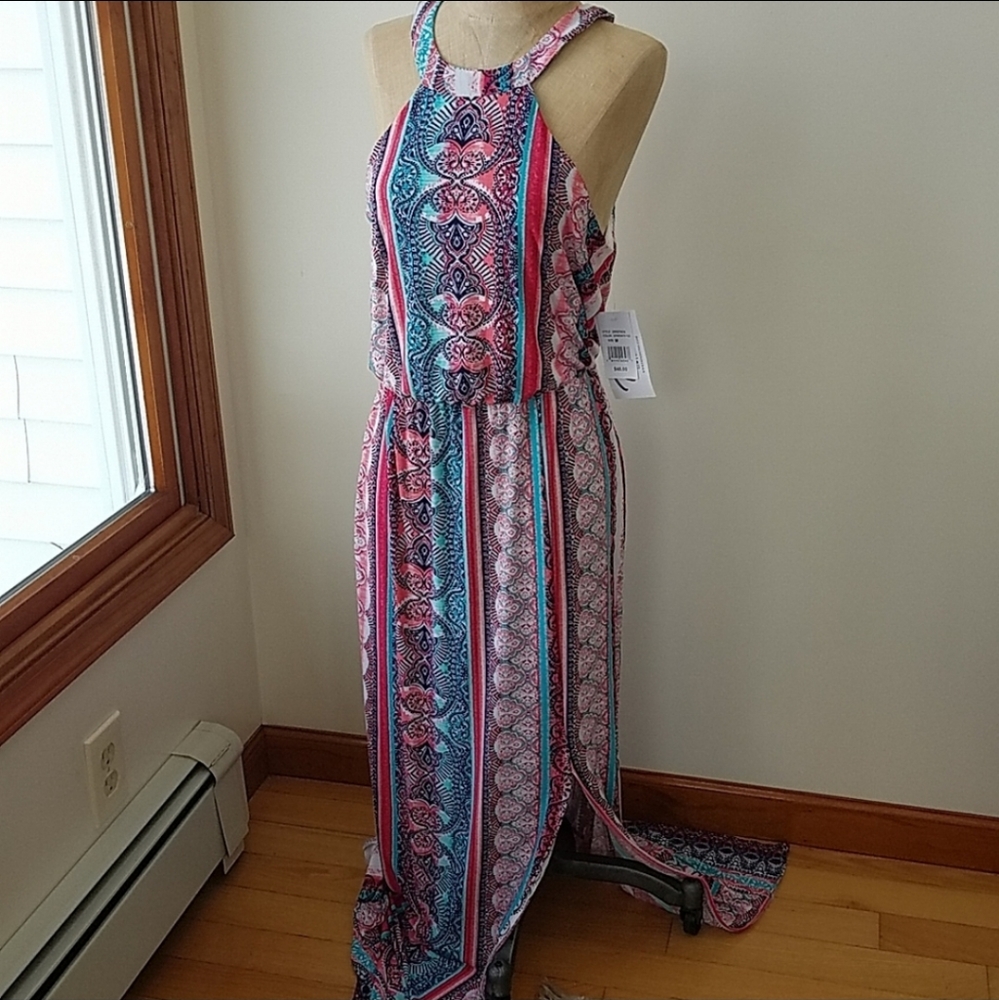 Halter colorful Printed Maxi Dress